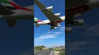Airbus A380 slow mo landing 16R Rome FCO airport #emirates #aviationlovers #planespotting