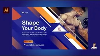 Landscape Social Media Banner Design in Adobe Illustrator CC | GYM Fitness | SU Official