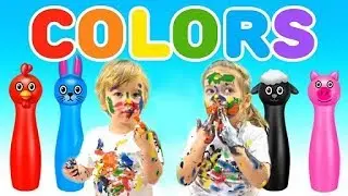 Learn Colors with Nursery Rhymes and Pretend Play as Baby Monkey Colored Paint , Paint on body