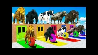 Cow Mammoth Elephant Bear Lion Buffalo Guess The Right Key ESCAPE ROOM CHALLENGE Animals Tire Game 2