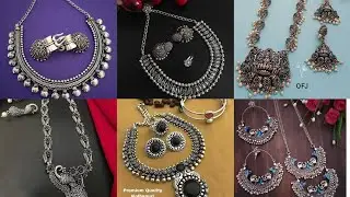 oxidised silver jewellery with price//link in description