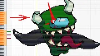 Green Monster Imposter on the piano (FNF Among Us)