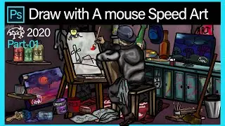Drawing In Photoshop CC with a Mouse | SPEED ART (Part 01) [Easy]
