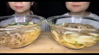 ASMR UDON NOODLE SOUP AND ORANGE JUICE ASMR mỳ udon và uống nước cam EATING SOUNDS, NO TALKING