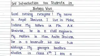 Self Introduction for Students in Biology Viva
