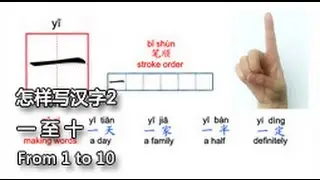 Learn Chinese / Characters writing:  From 1 to 10 写汉字：一到十