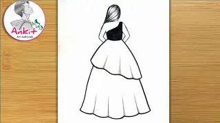 How to draw a Girl in beautiful dress / Girl backside Drawing / Drawing / Pencil Sketch / Art Video