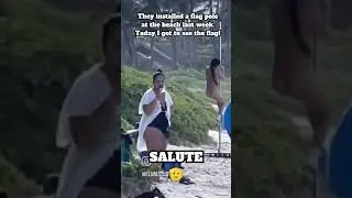 They installed a flag pole at the beach last week.Today I got to see the flag!