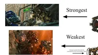 The strength of all live action transformers movie villains from strongest to weakest I guess