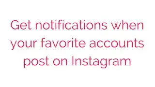 How to *Get Notifications When Your Favorite Accounts Post on Instagram*