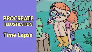 Procreate digital art Timelapse - Little Explorer illustration