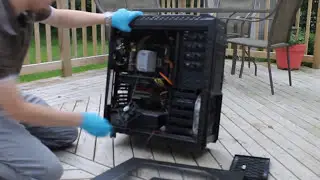 Cleaning my PC with an air compressor.