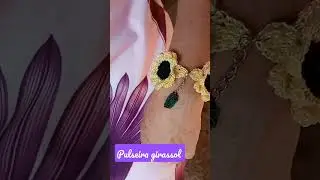 pulseira girassol em Crochê