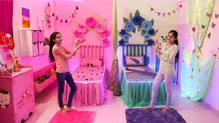 2 Sisters ❤️ BedRoom Makeover - On Her Choice[Pink & Green] 👉(Most Beautiful) #Love #Fun