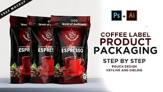 COFFEE LABEL PRODUCT PACKAGING DESIGN in Illustrator/Photoshop - 3D Pouch Mockup 2022