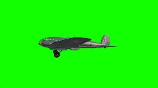 He 111 bomber plane, take off and landing, green screen