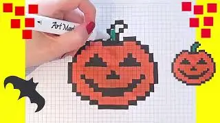 Dessin in Pixel Art. Comment Dessiner citrouille Halloween