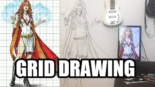 Wall Art Drawing Mara using Grid Drawing Method | With Commentary and Grid Tutorial