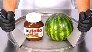 Nutella & Watermelon - Ice Cream Rolls | ASMR