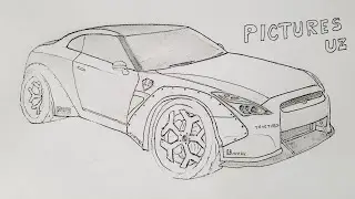How to draw Nissan GTR-R35 #как #нарисовать #машину #how #to #draw #car #drawing #car #rasm #chizish