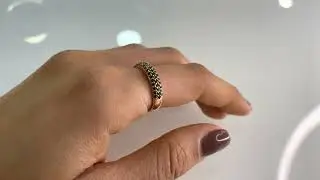 טבעת יהלומים שחורים רחבה ועגלגלה