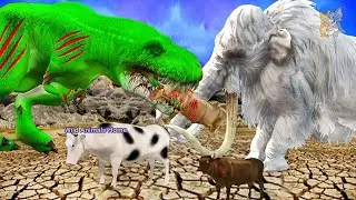 Zombie Tyrannosaurs Dinosaur Attack Wild Buffalo Saved By White Mammoth Epic Battle Fight