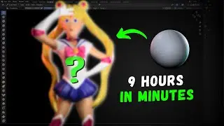 Creating 2D to 3D Stylized Sailor Moon Character Sculpting in Blender