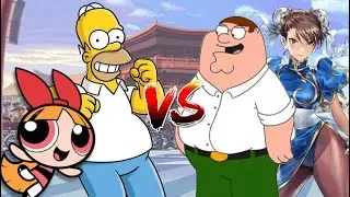 MUGEN Request 357: Homer X and Blossom vs Peter Griffin and Chunli