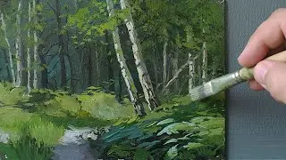 Папоротники широкими мазками. Живопись маслом