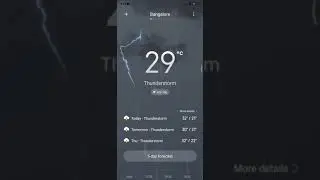 MIUI Weather App Bangalore today's ThunderClouds ⚡ with Storm 🌩️20/4/21 #miui #weather #bangalore