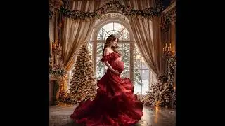 Cozy Christmas Window Digital Backdrop Maternity Background Holiday Winter Photoshop Overlay