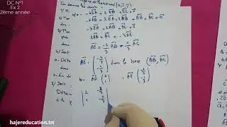 devoir de contrôle n 1  Math 2ème calcul vectoriel Ex2 partie 3