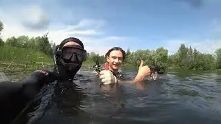 Первый дайвинг сына, не обошлось без находок
