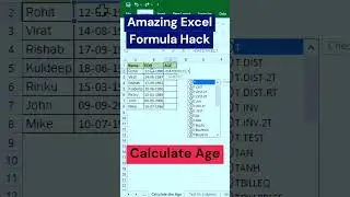 How to calculate age in Excel  #youtubeshorts#yt #job #ytstudio #ytviral #excel #interview