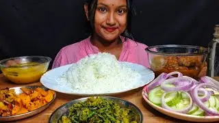 #asmr EATING🥵CHICKEN LIVER CURRY🤤 SAAG VAJA, KUMRO VAJA, POTOL VAJA, DAL🍚 #bengali #food #mukbang
