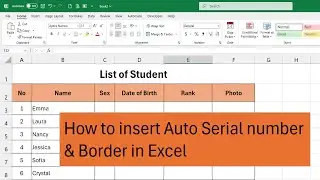 How to insert Auto Serial number & Border in Excel_Microsoft 365