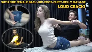 I SOFTENED LADY'S BONES WITH FIRE + CRACKS + ASMR Head,Face,Ear,Foot,Leg,Hip,Chest,Belly,Arm Massage