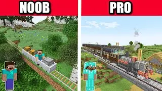 Noob Vs Pro : Minecraft Train Build - Create Mod