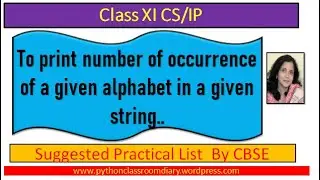 8. Python program to print number of occurrence of a given alphabet in a given string