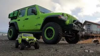 3D Sets 3D-Printed RC with Portal Axles slow crawling on the spit in Homer, Alaska