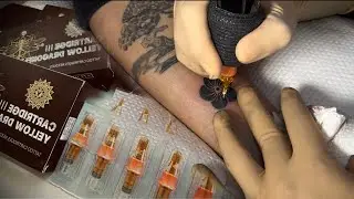 Tattooing Using Cartridge III Yellow dragon fly @yilongtattoo