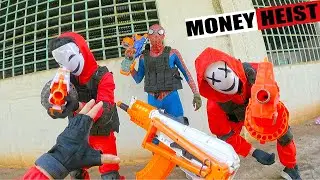 SPIDER MAN NERF GUN PARKOUR VS MONEY HEIST VS THIEF