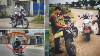 කාත්තන්කුඩියේ හෙල්මට් නැතුව අණ නොතකා ගිය දෙදෙනාව පොලීසියෙන් බිම ඇද දමයි