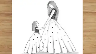How to draw Mother and Daughter | Mother's Day drawing | pencil sketch for beginners | Easy drawing