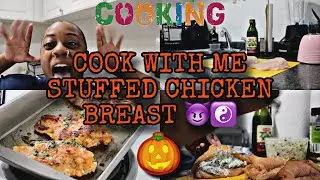 VLOGTOBER DAY 3 COOK WITH ME | STUFFED CHICKEN BREAST