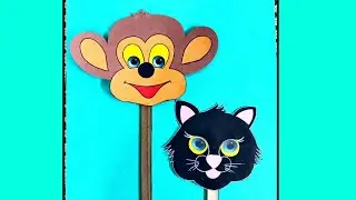 DIY Stick Puppets | How to Make Monkey & Cat Stick Puppets