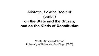 Aristotle Politics Book III part 1