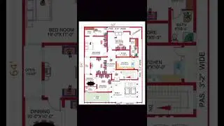 Autocad Home plan of 50'x64' 