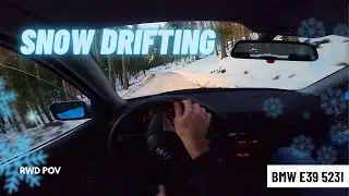 BMW E39 523i Snow Drifting & BRUTAL EXHAUST SOUND!
