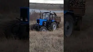 МТЗ-82 в крутой подъем с прицепом 